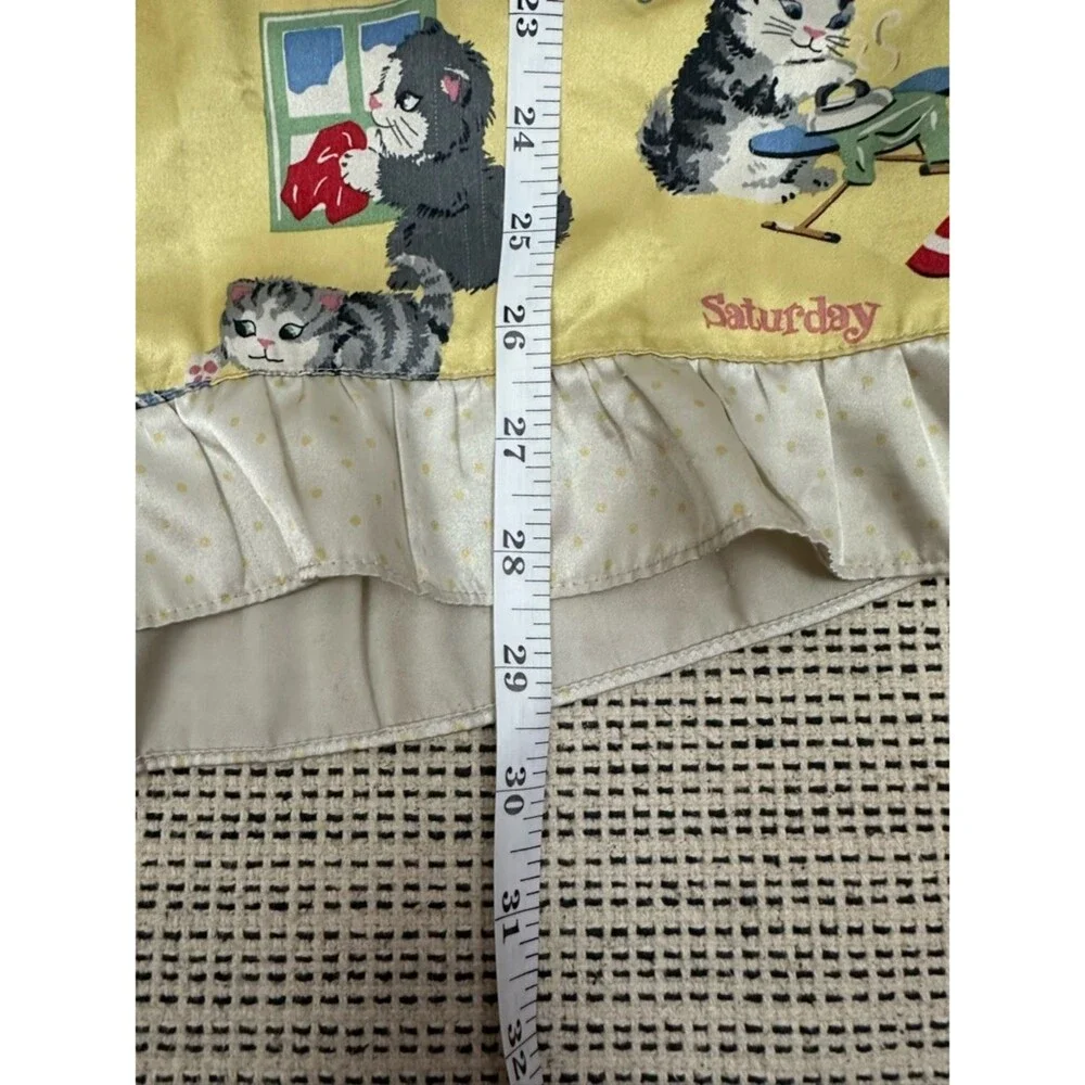 Nick & Nora Girls Yellow Cat Kittens Satin Nightgown Pajama Dress 7/8